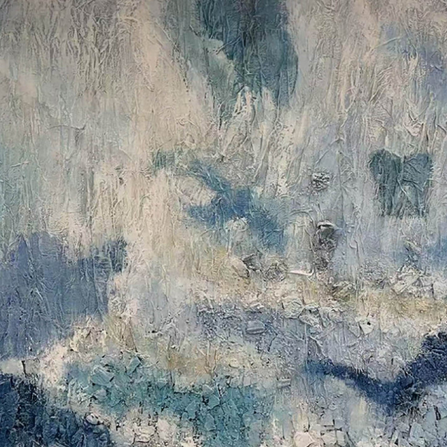 texture painting"Time - Etched Blue and White"