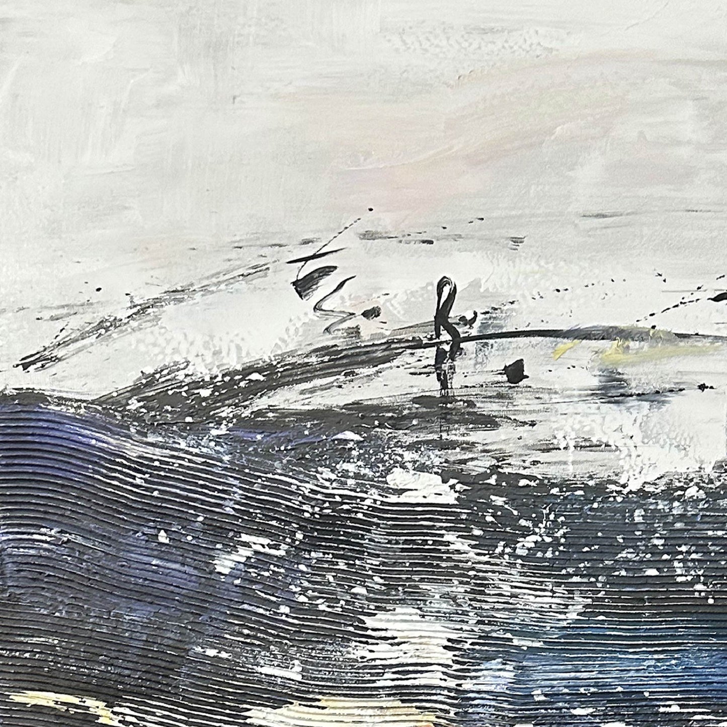 Abstract Painting"Wave Shadows, Golden Bands, Hazy Sky "