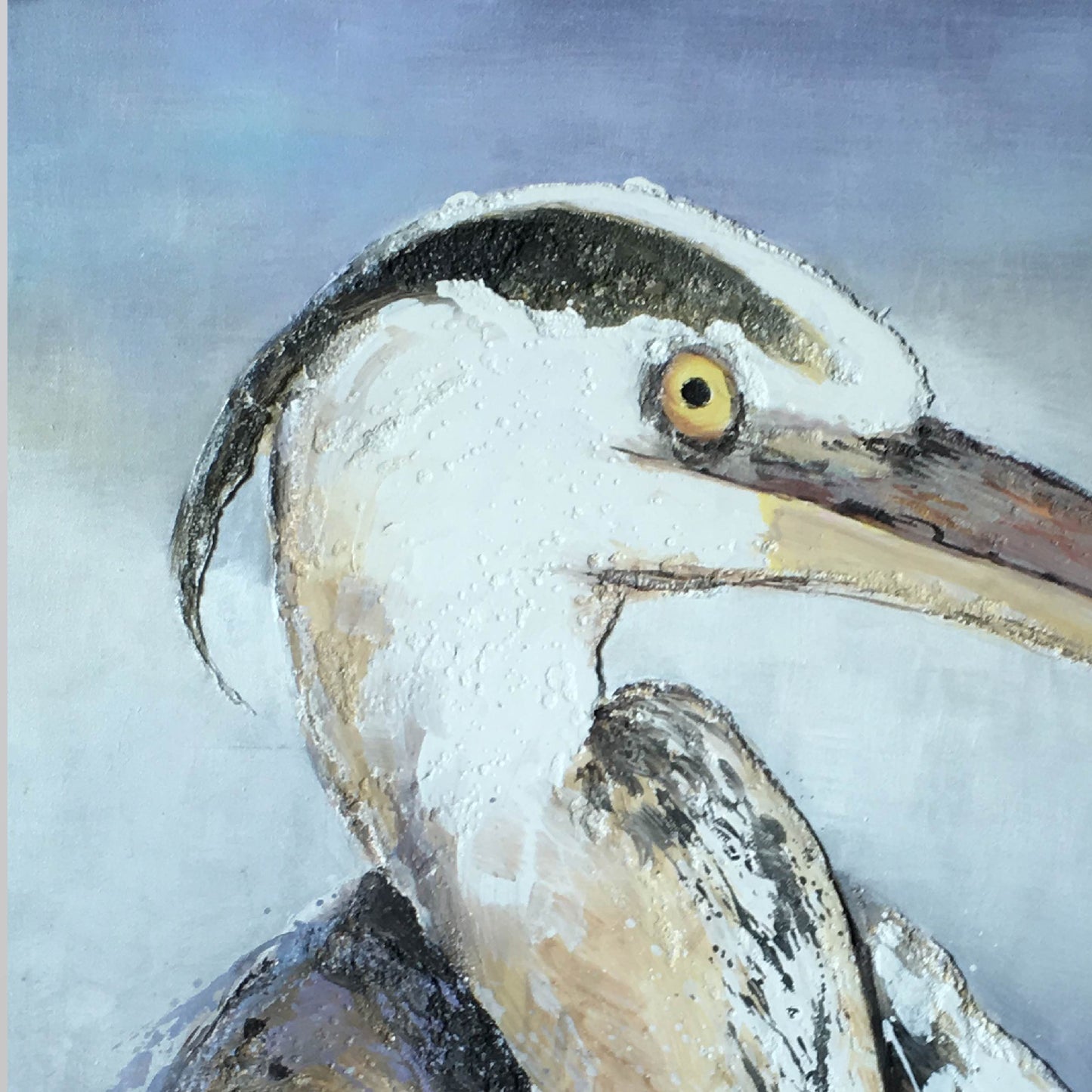texture painting"grey heron"