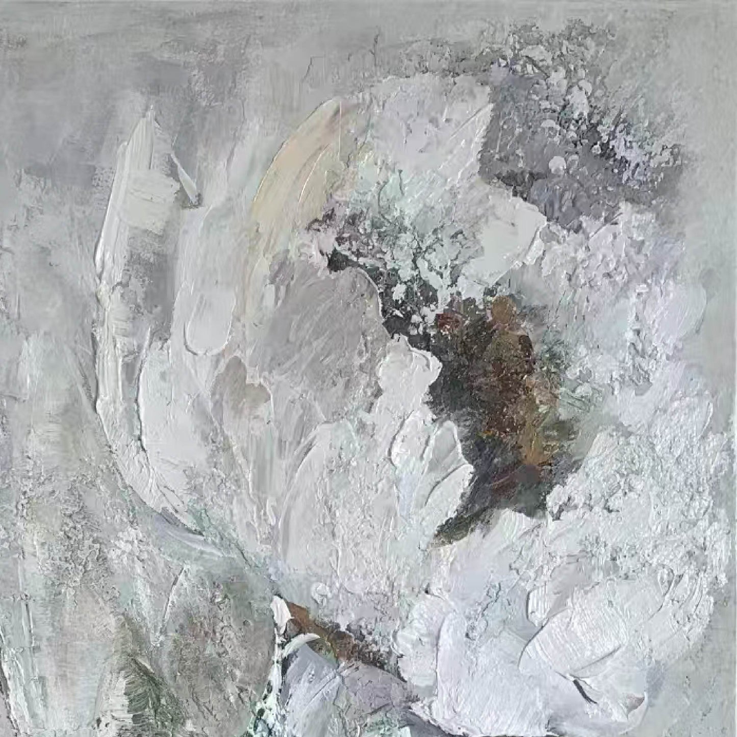 texture painting"Hazy Blossoms "