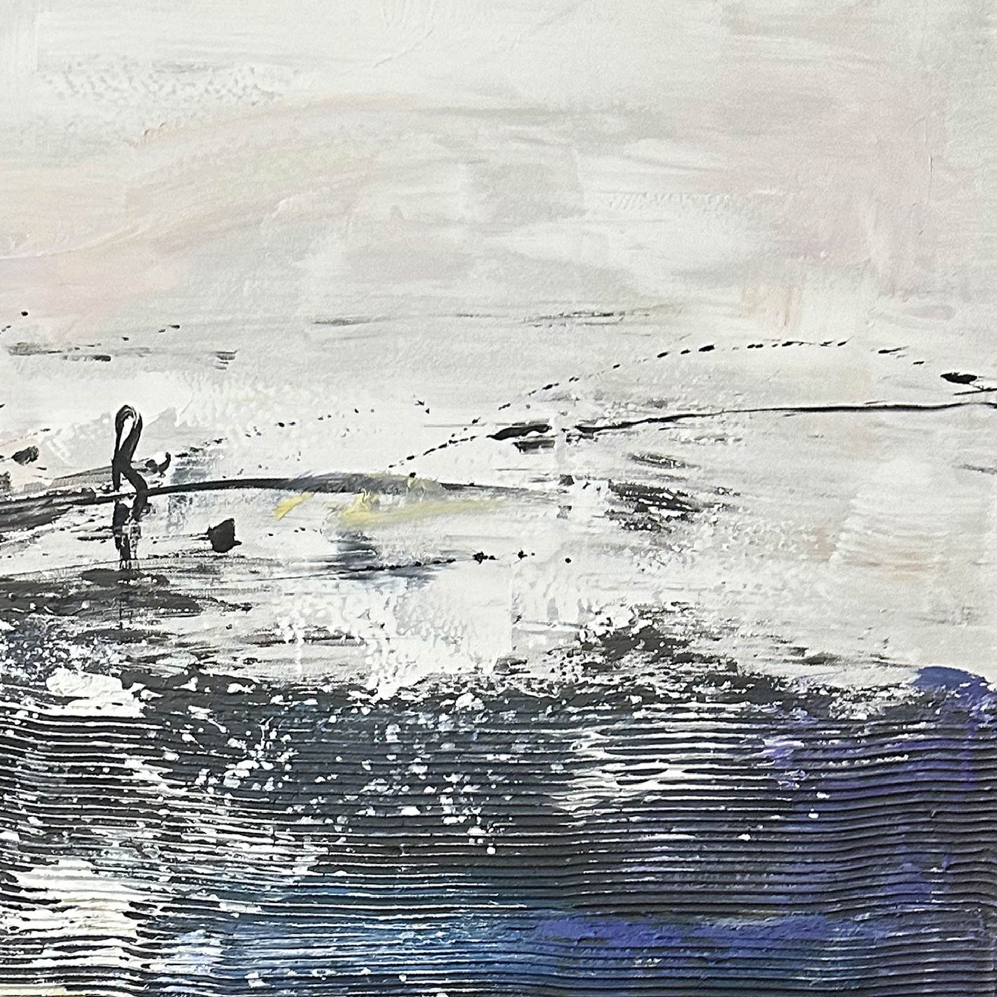 Abstract Painting"Wave Shadows, Golden Bands, Hazy Sky "