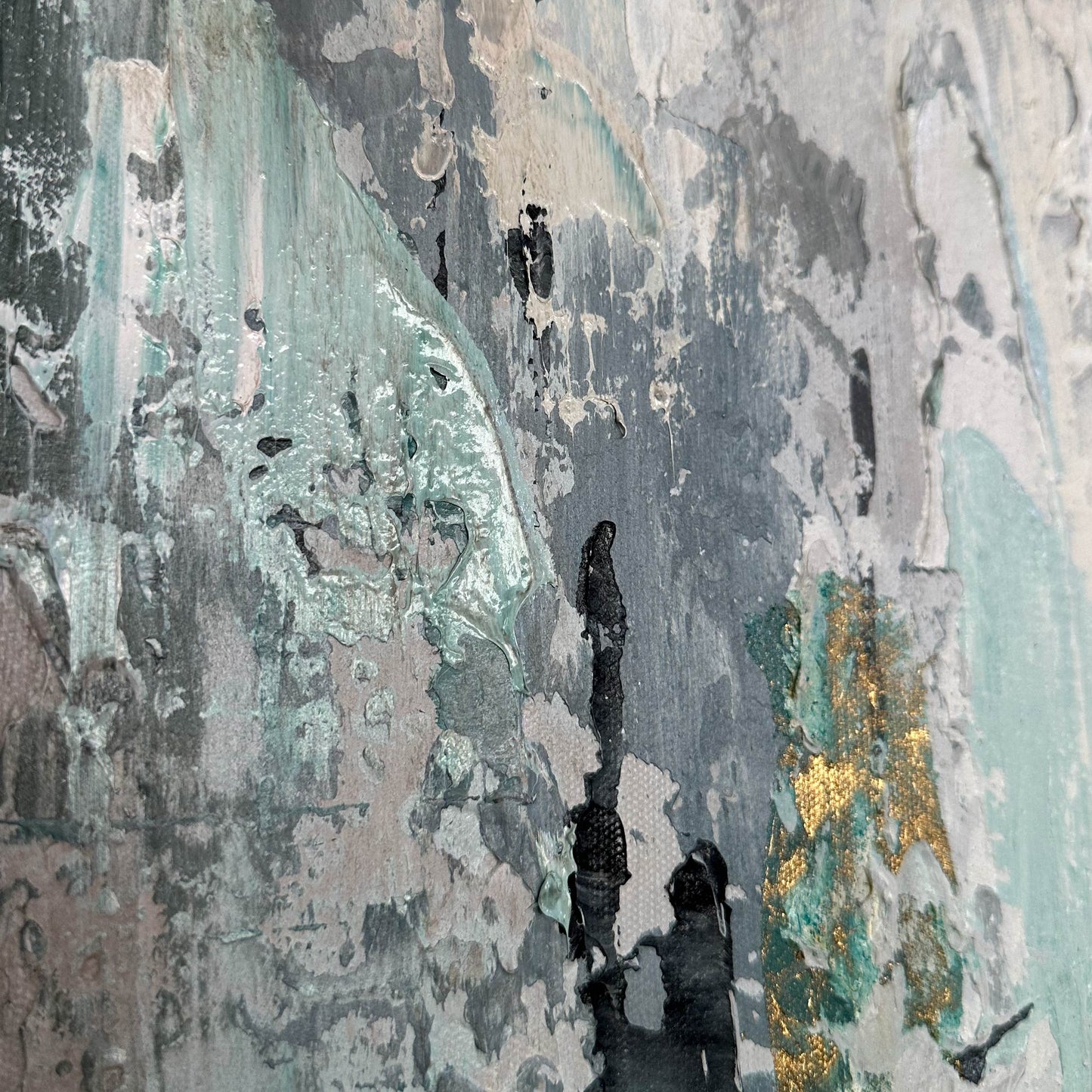 Texture Hand - painted Art"Golden Chords in the Gray Blue Symphony"