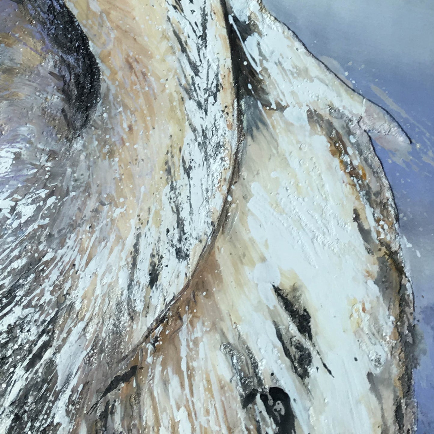 texture painting"grey heron"