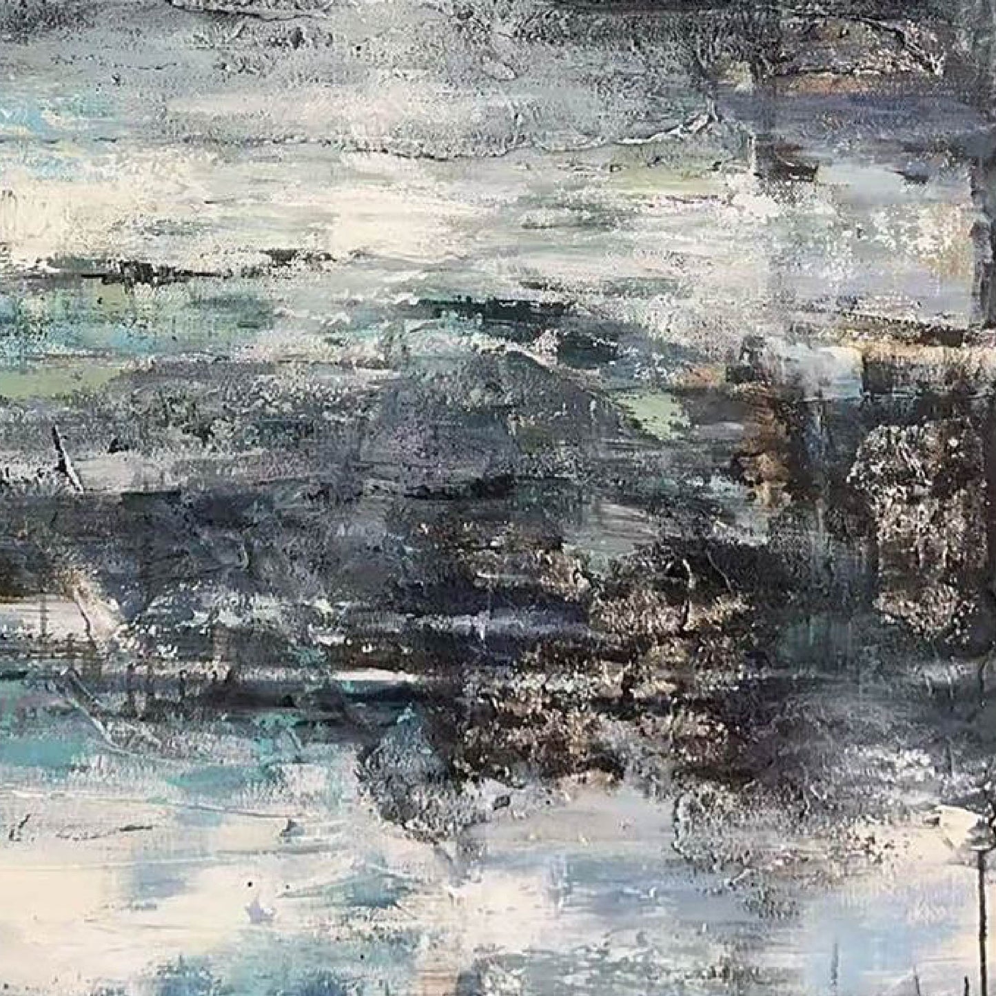 texture painting"Waterside in Old Memories"