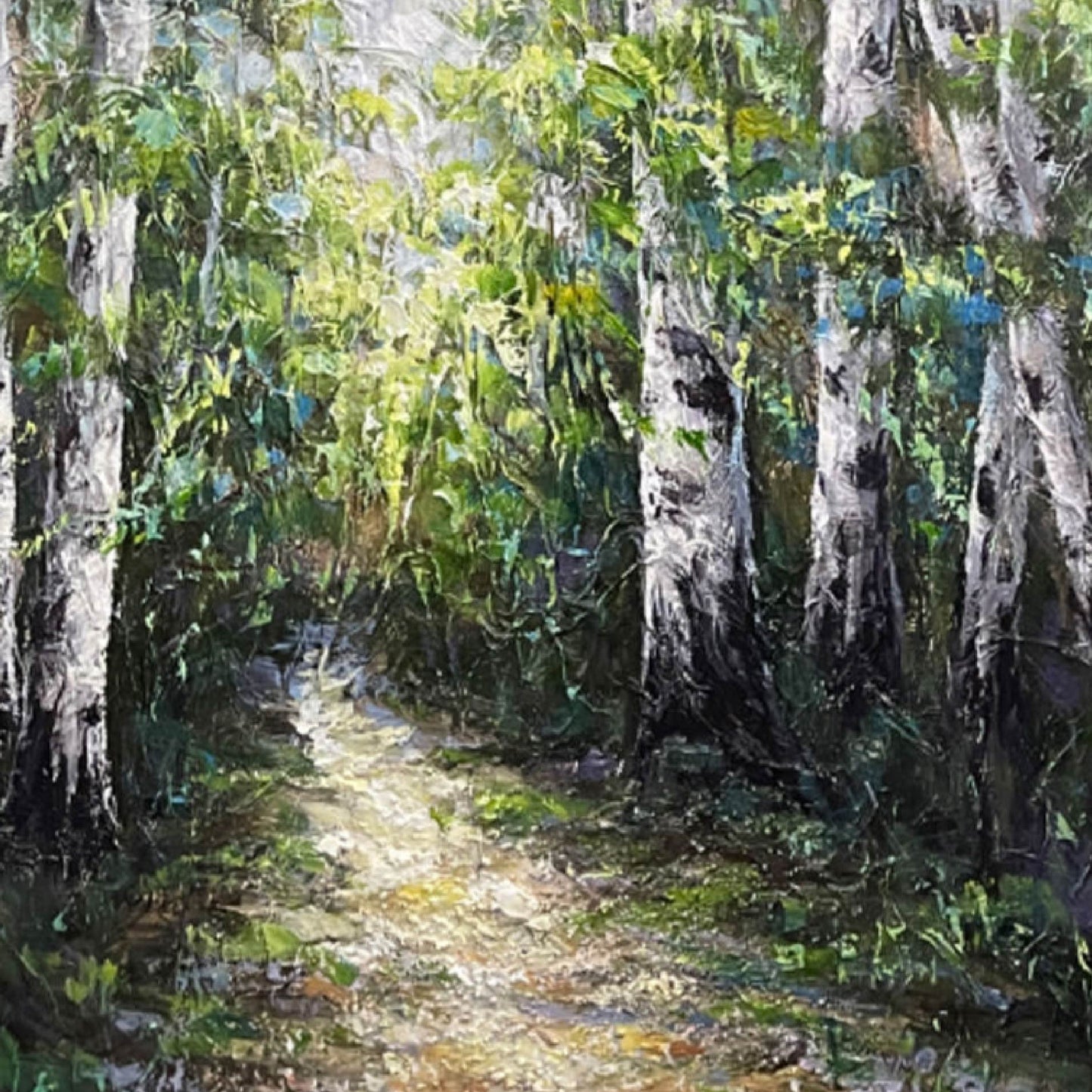 landscape painting"Path in the Birch Forest"