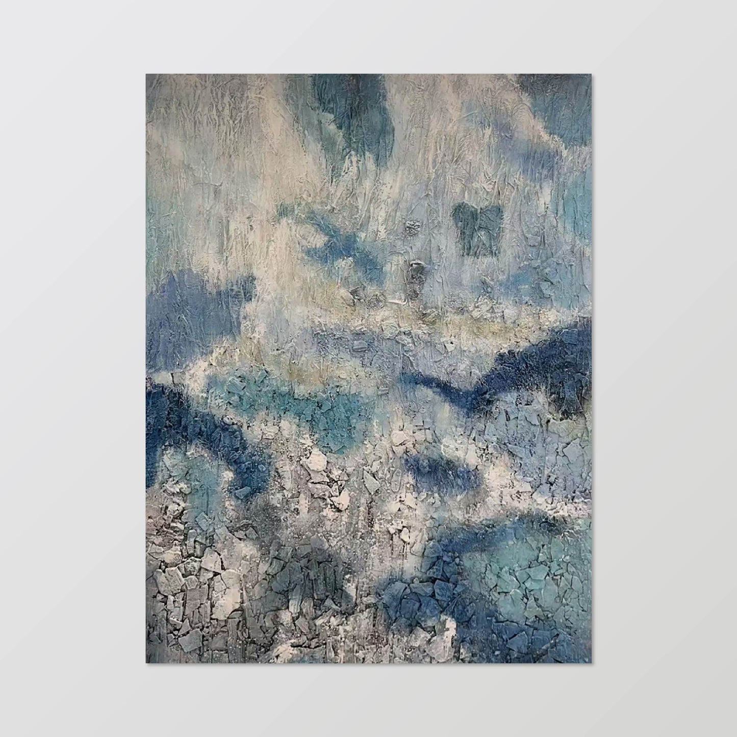 texture painting"Time - Etched Blue and White"
