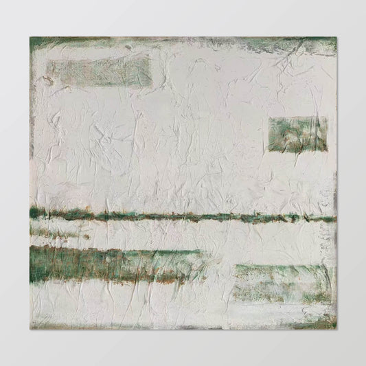 Abstract Painting"Green Traces on White Wall"
