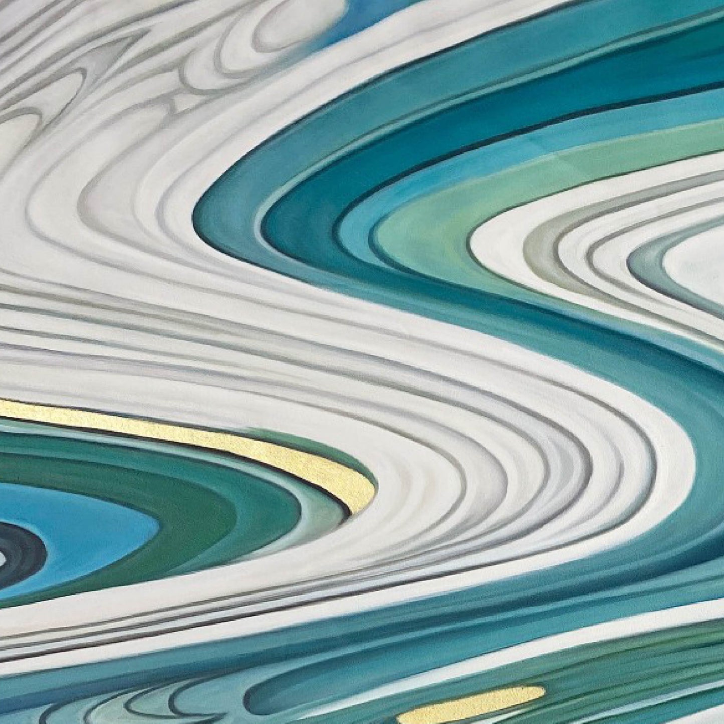 Abstract Painting"Ripples with Dancing Gold Spots"