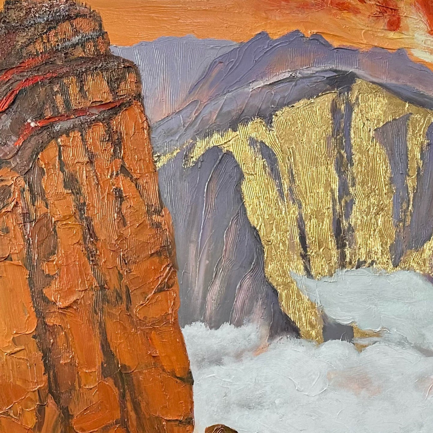 landscape painting"Red Cliffs & Cloud Waterfalls"