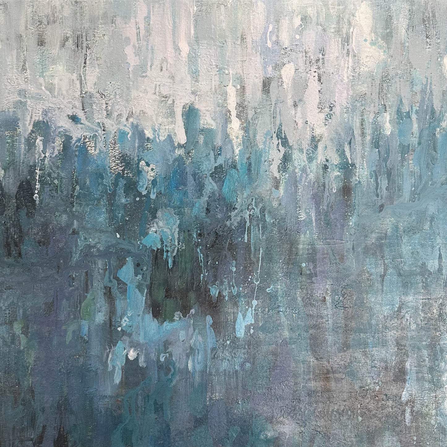 abstract painting“Blue Forest Hidden in Mist”