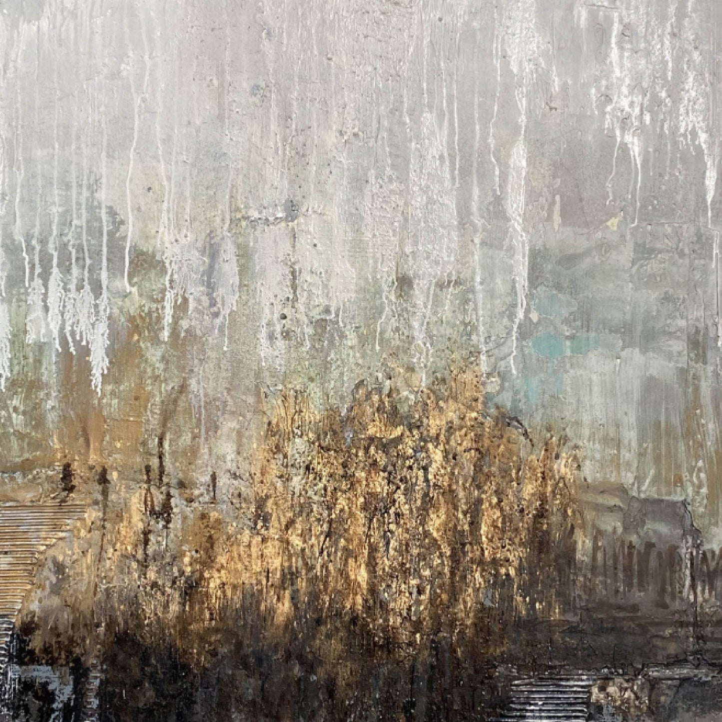 abstract painting"Silver Rain and Golden Woods"
