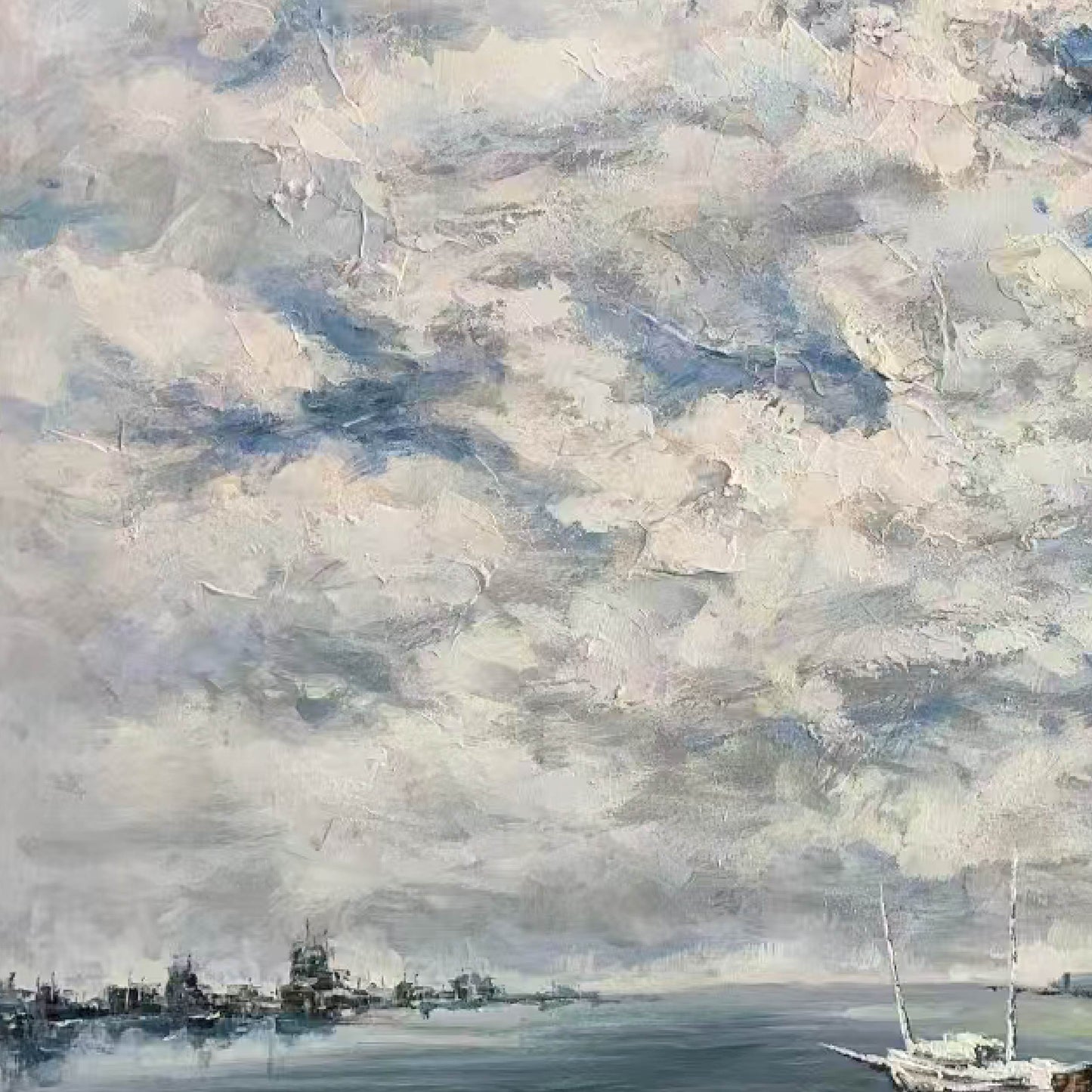 landscape painting"Boat Moored in Cloud Shadows"