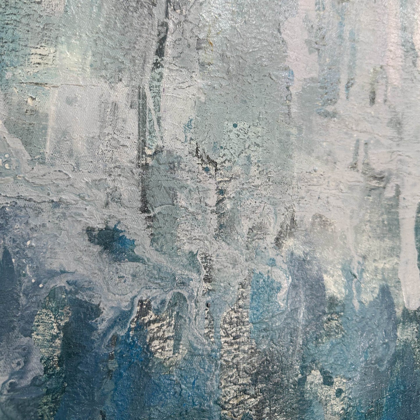 abstract painting“Blue Forest Hidden in Mist”