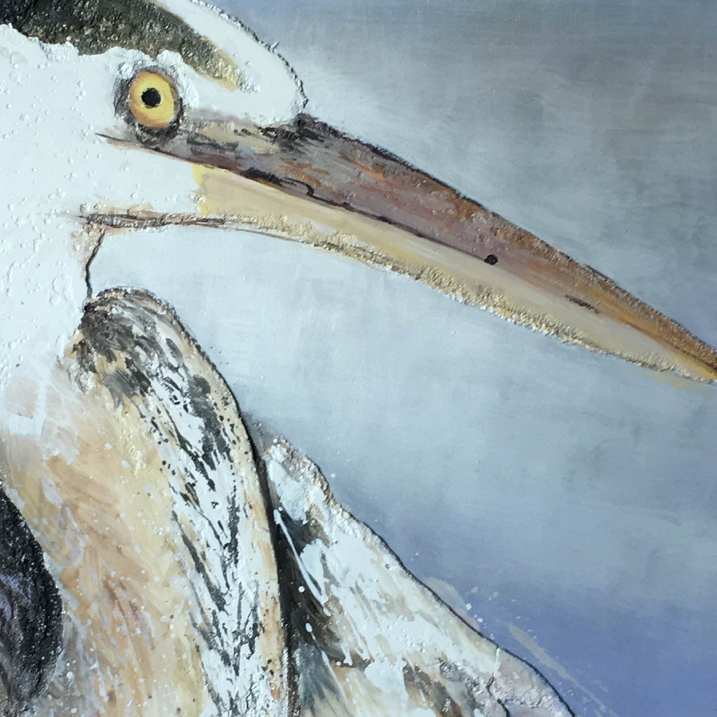 texture painting"grey heron"