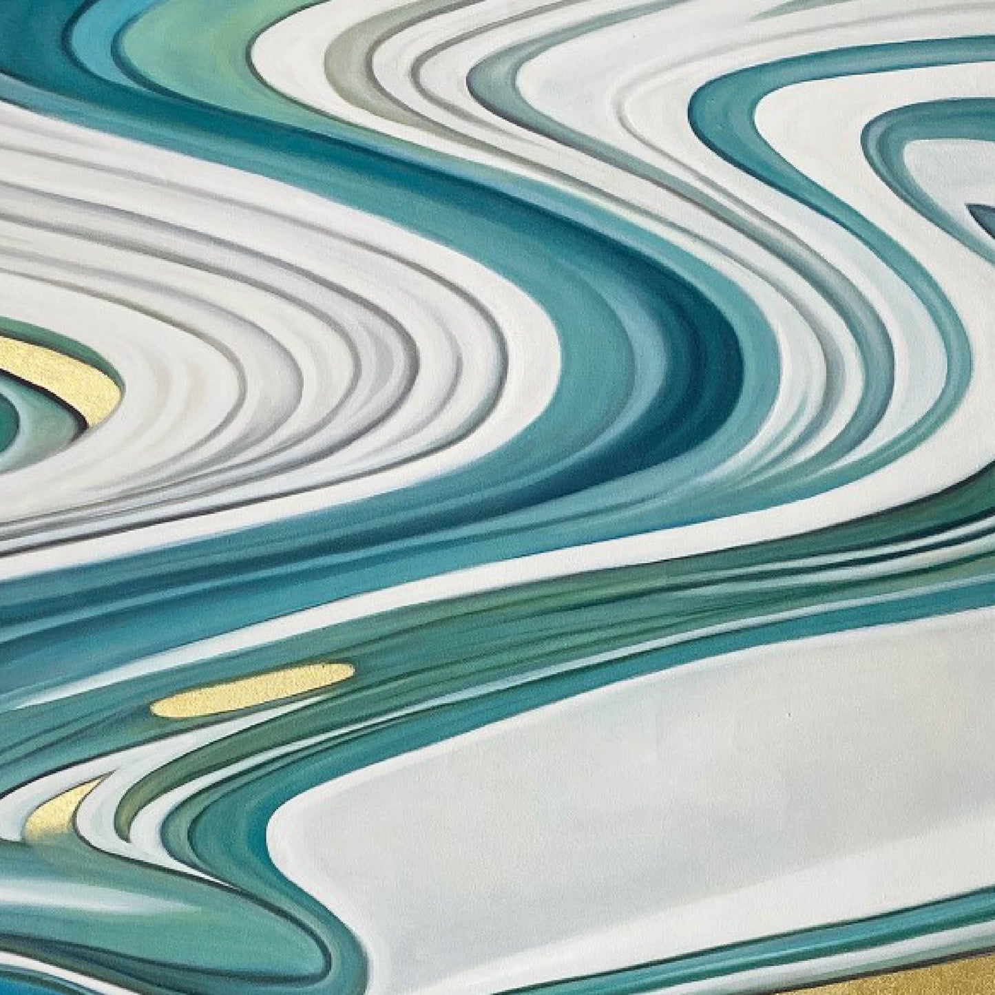 Abstract Painting"Ripples with Dancing Gold Spots"