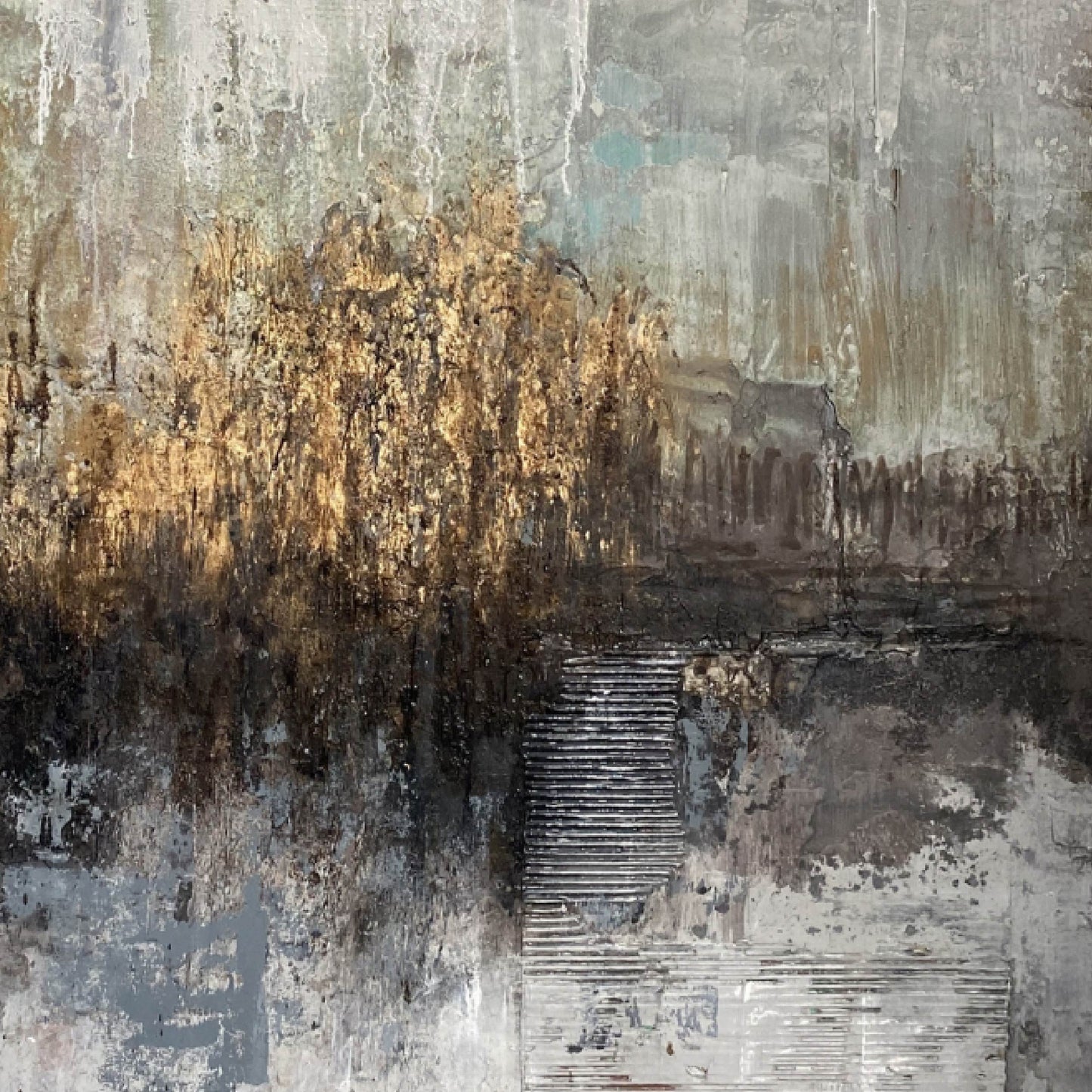 abstract painting"Silver Rain and Golden Woods"