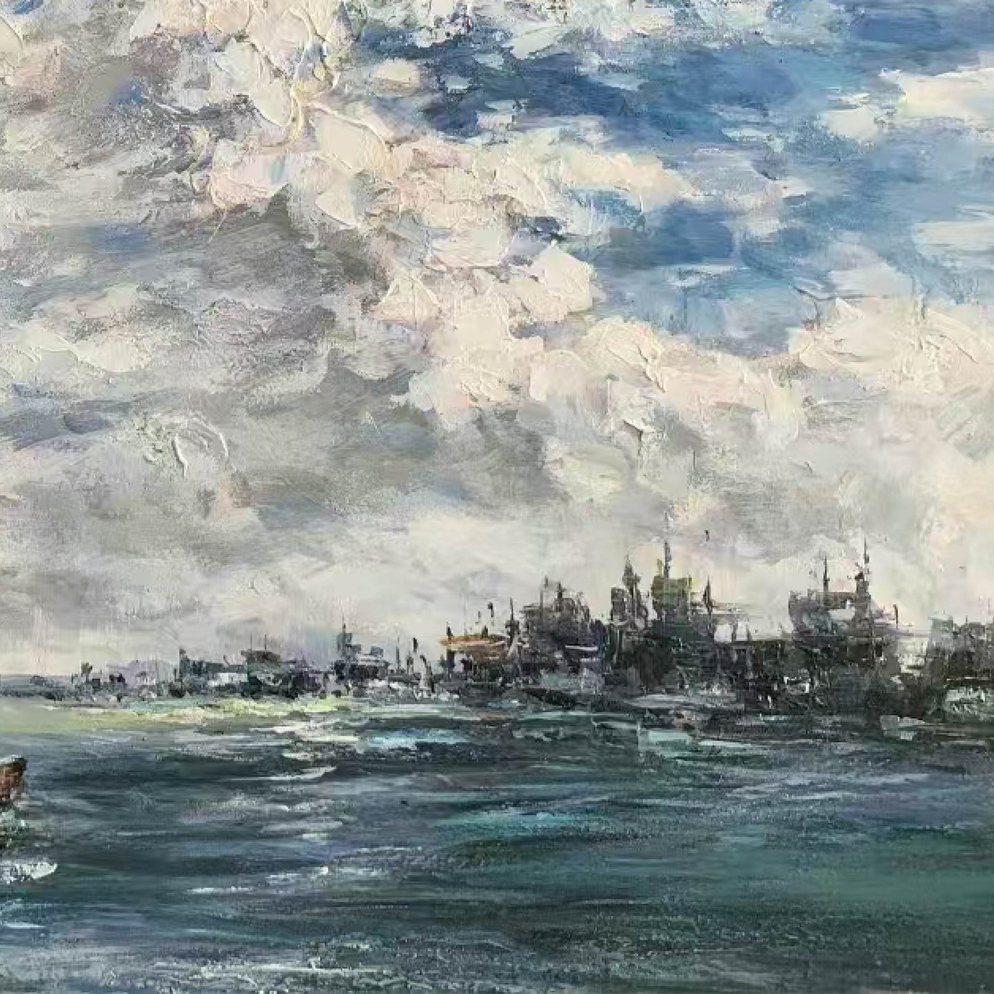 landscape painting"Boat Moored in Cloud Shadows"