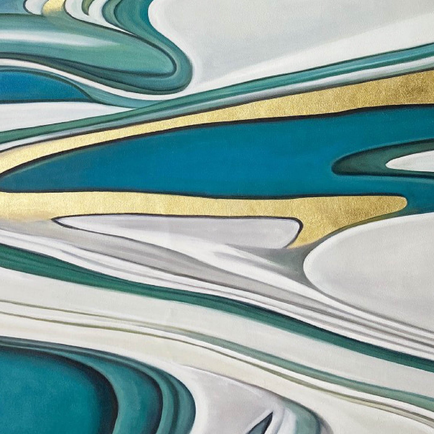 Abstract Painting"Ripples with Dancing Gold Spots"