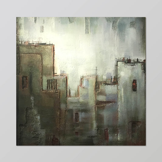 Abstract Painting"Mottled Buildings · Slice of Time"