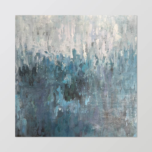 abstract painting“Blue Forest Hidden in Mist”