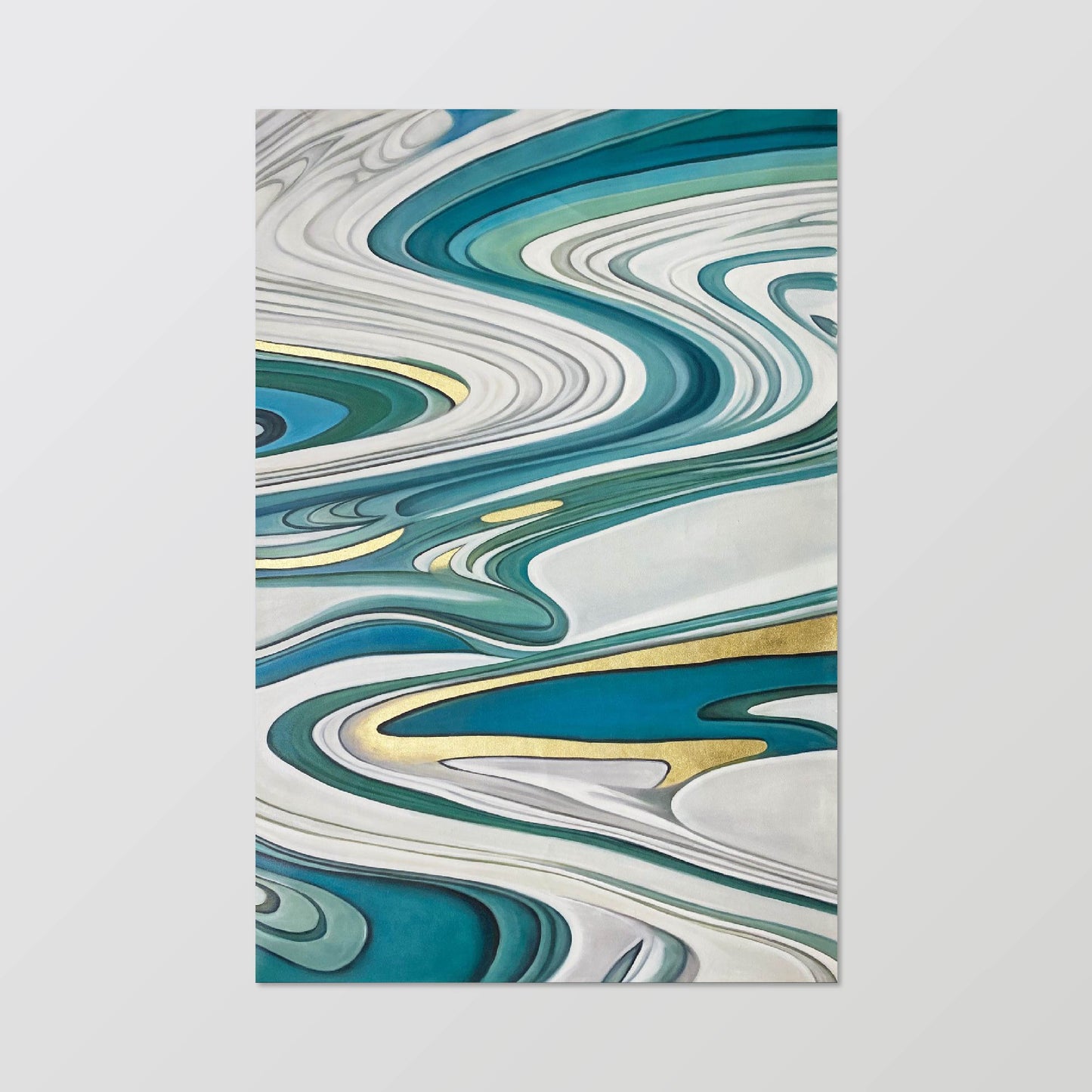 Abstract Painting"Ripples with Dancing Gold Spots"